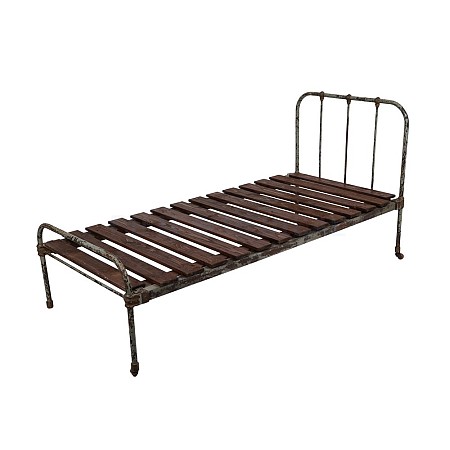 Grey Rusted Bed With Mattress 